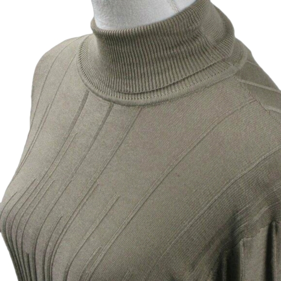 Cable & Gauge Tan 100% Silk Textured Turtleneck Size XL - Picture 2 of 6